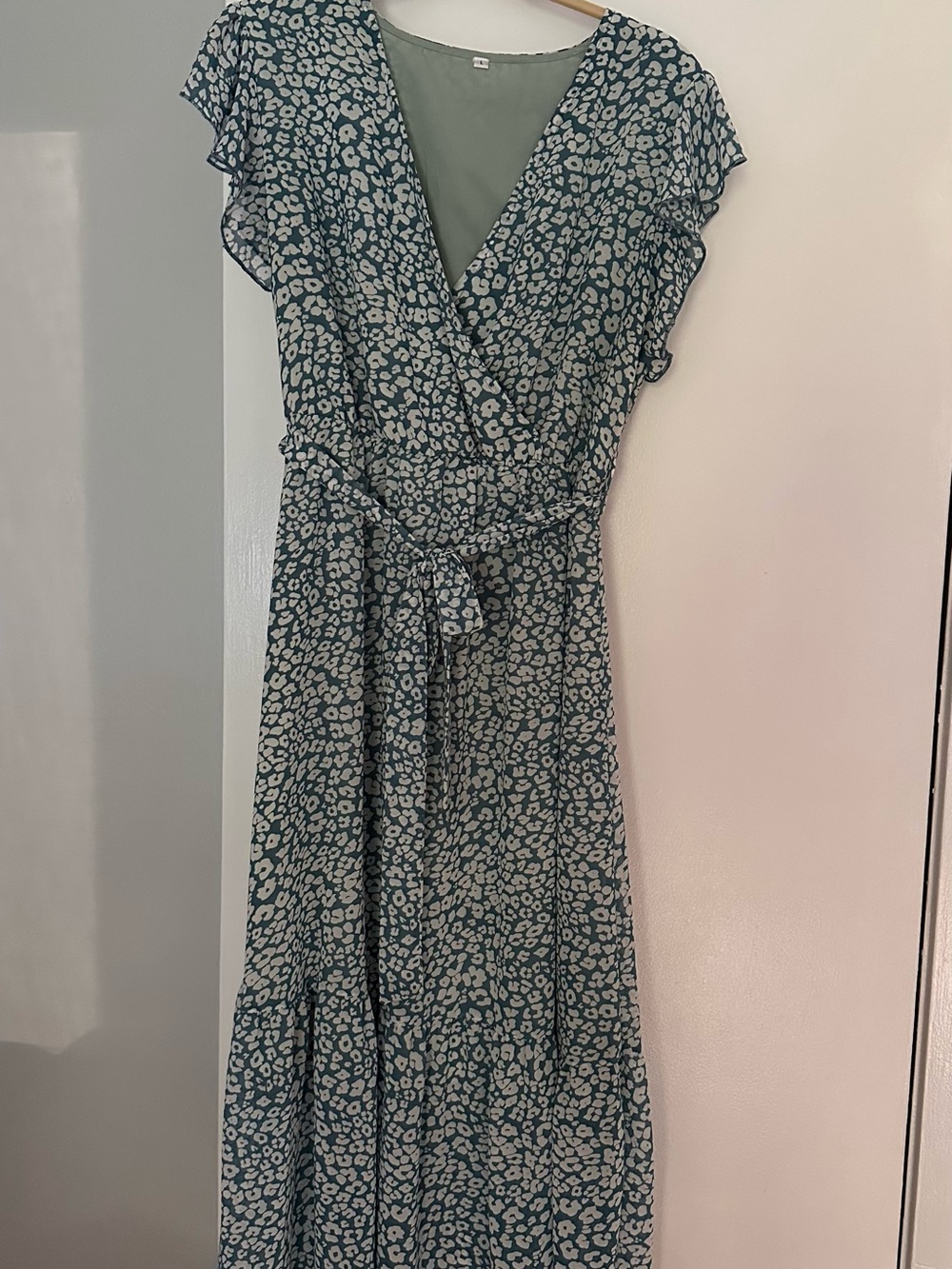 Amazon light blue-green and white Floral Maxi Dress